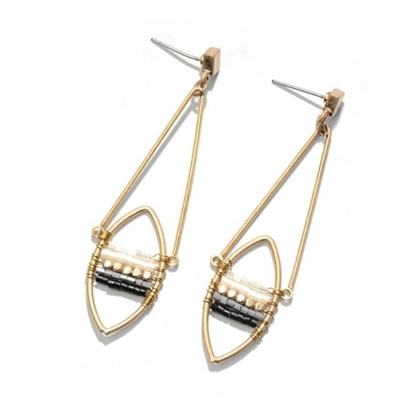 14K Glass Bead Stud Dangle Earrings - Picture 4 of 4